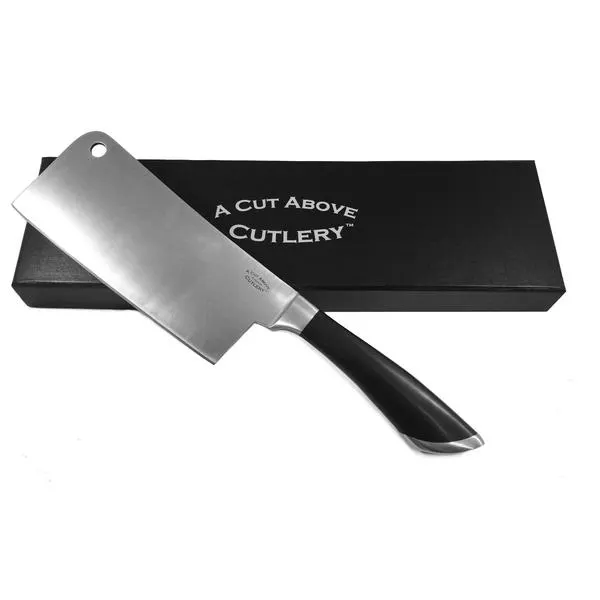 A Cut Above Cutlery Cleaver For Meat And Vegetables Chop, Butcher At Home Like A Professional, Safe and Comfortable Handle Can Not Come Loose, 7 Inch Stainless Steel Blade Keeps Food Tasting Fresh