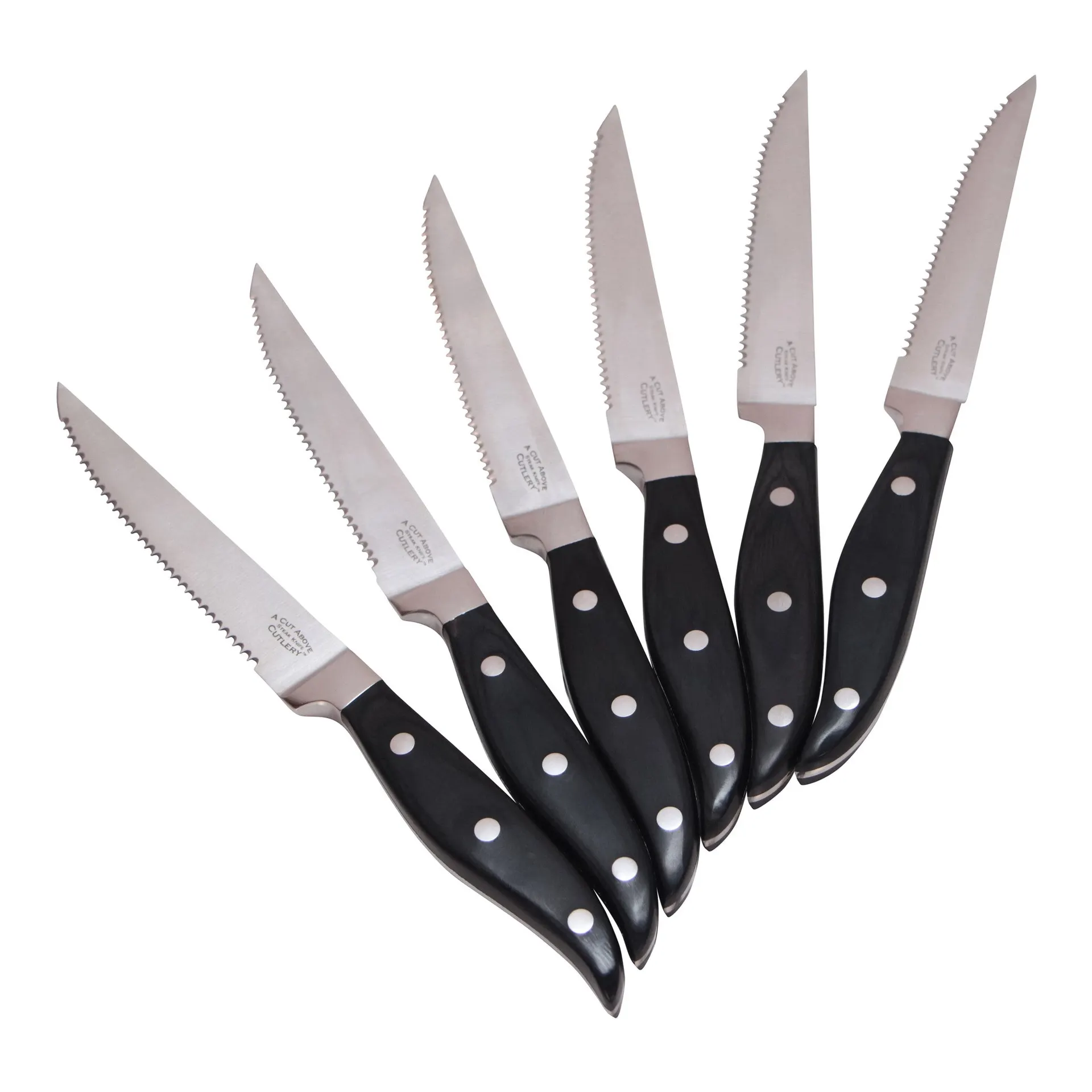 Set of 6 Stainless Steel Serrated Steak Knives