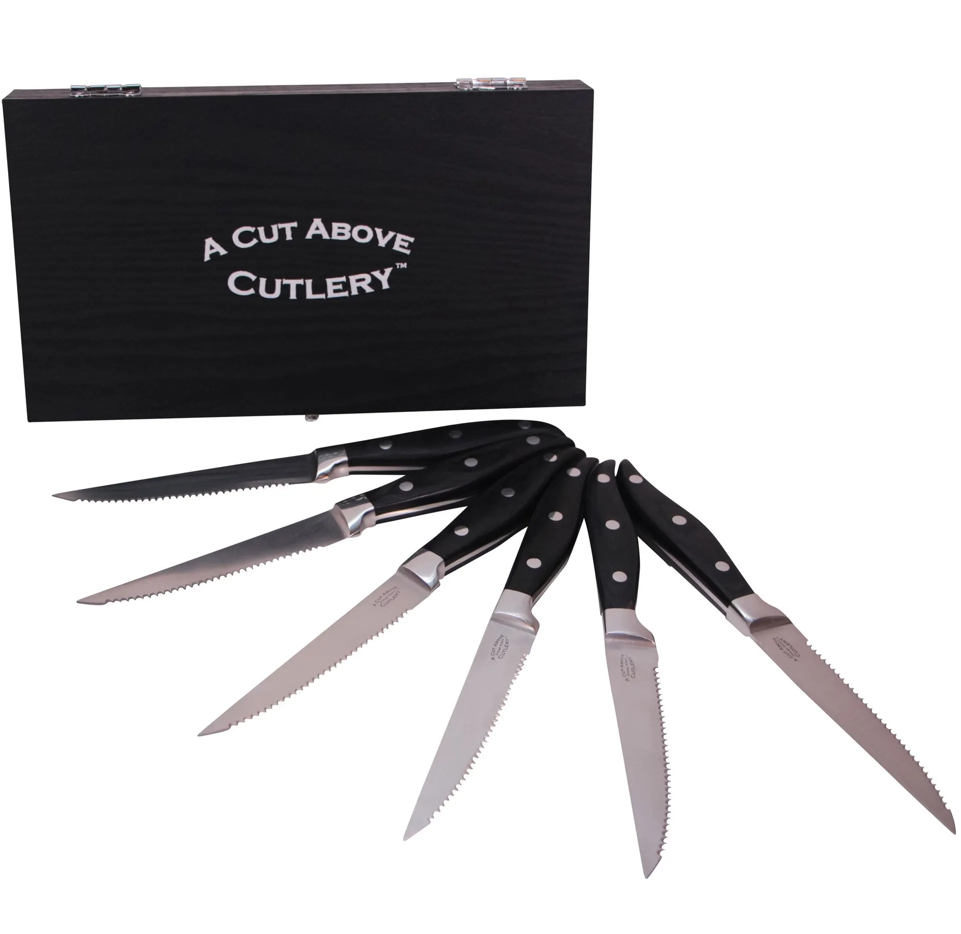 Set of 6 Stainless Steel Serrated Steak Knives