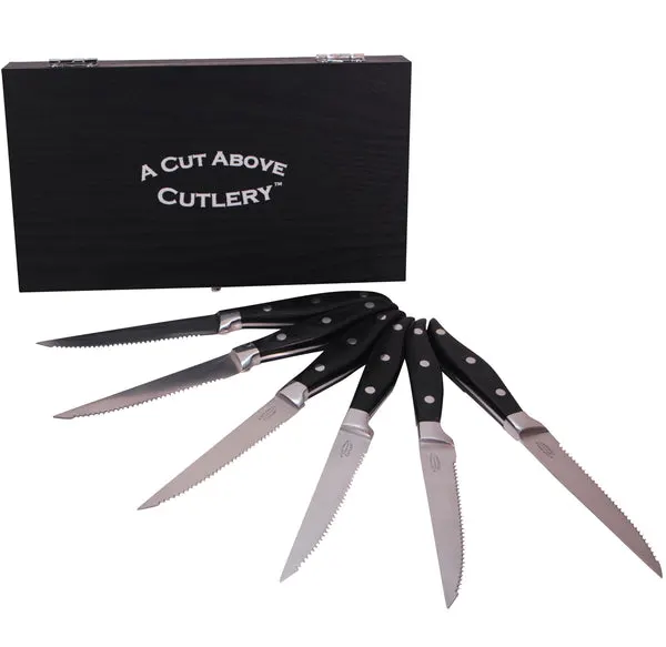 Set of 6 Stainless Steel Serrated Steak Knives