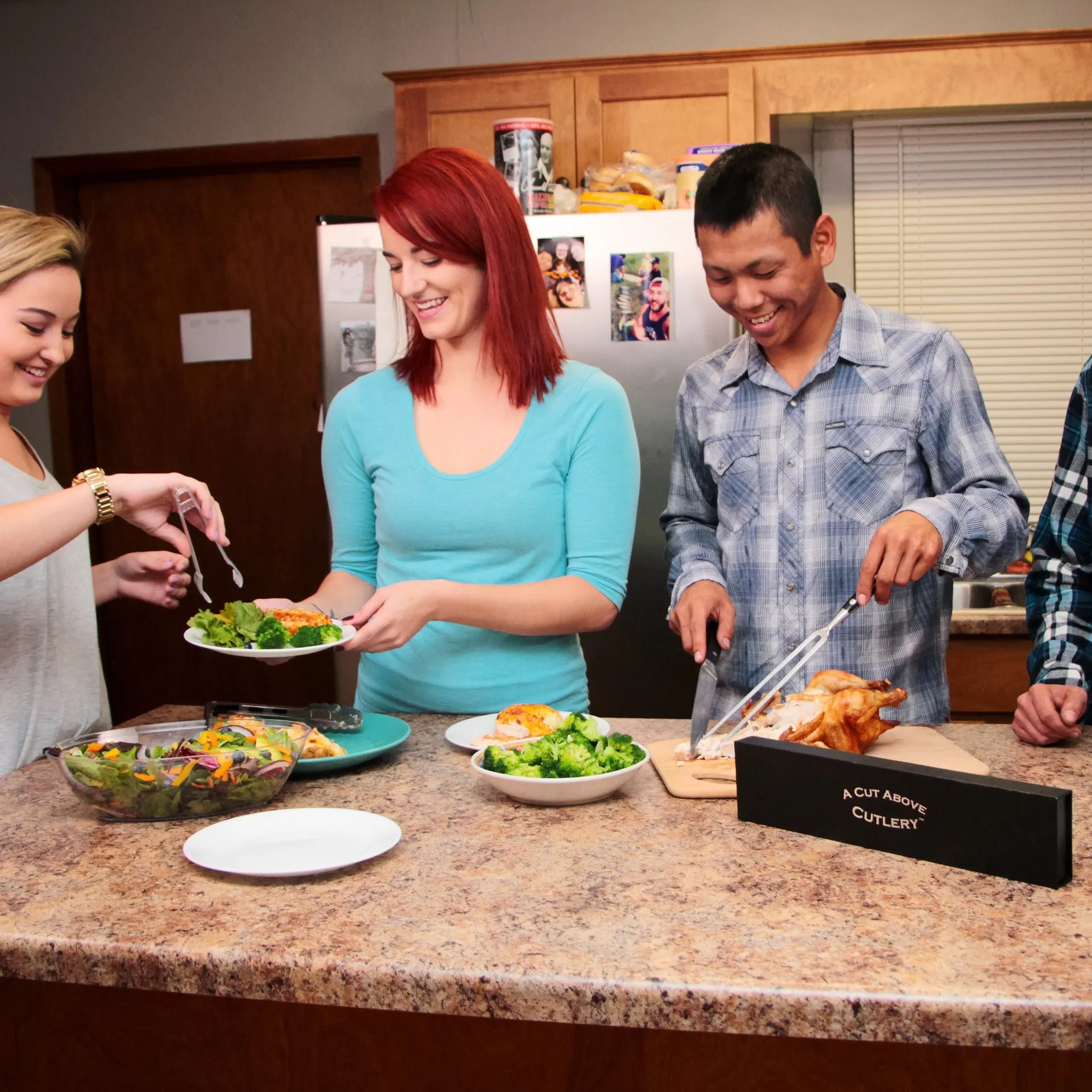 A Cut Above Cutlery Carving Knife Set, Extended Fork Holds the Largest Turkey, Roast or Ham Securely, 8 Inch Stainless Steel Blade Slices Cleanly, Won't Shred- Carve Your Dinner Like A Pro Chef