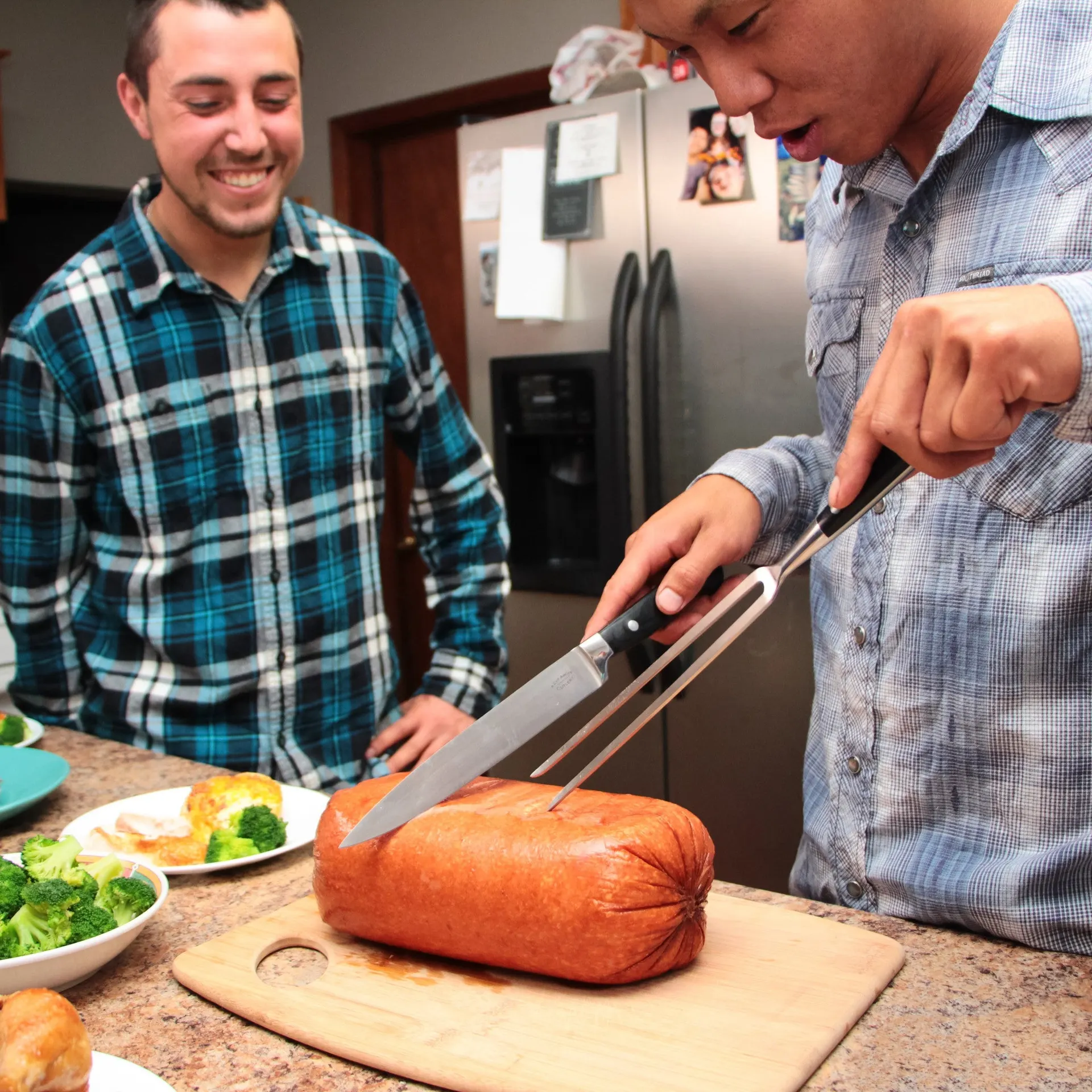 A Cut Above Cutlery Carving Knife Set, Extended Fork Holds the Largest Turkey, Roast or Ham Securely, 8 Inch Stainless Steel Blade Slices Cleanly, Won't Shred- Carve Your Dinner Like A Pro Chef