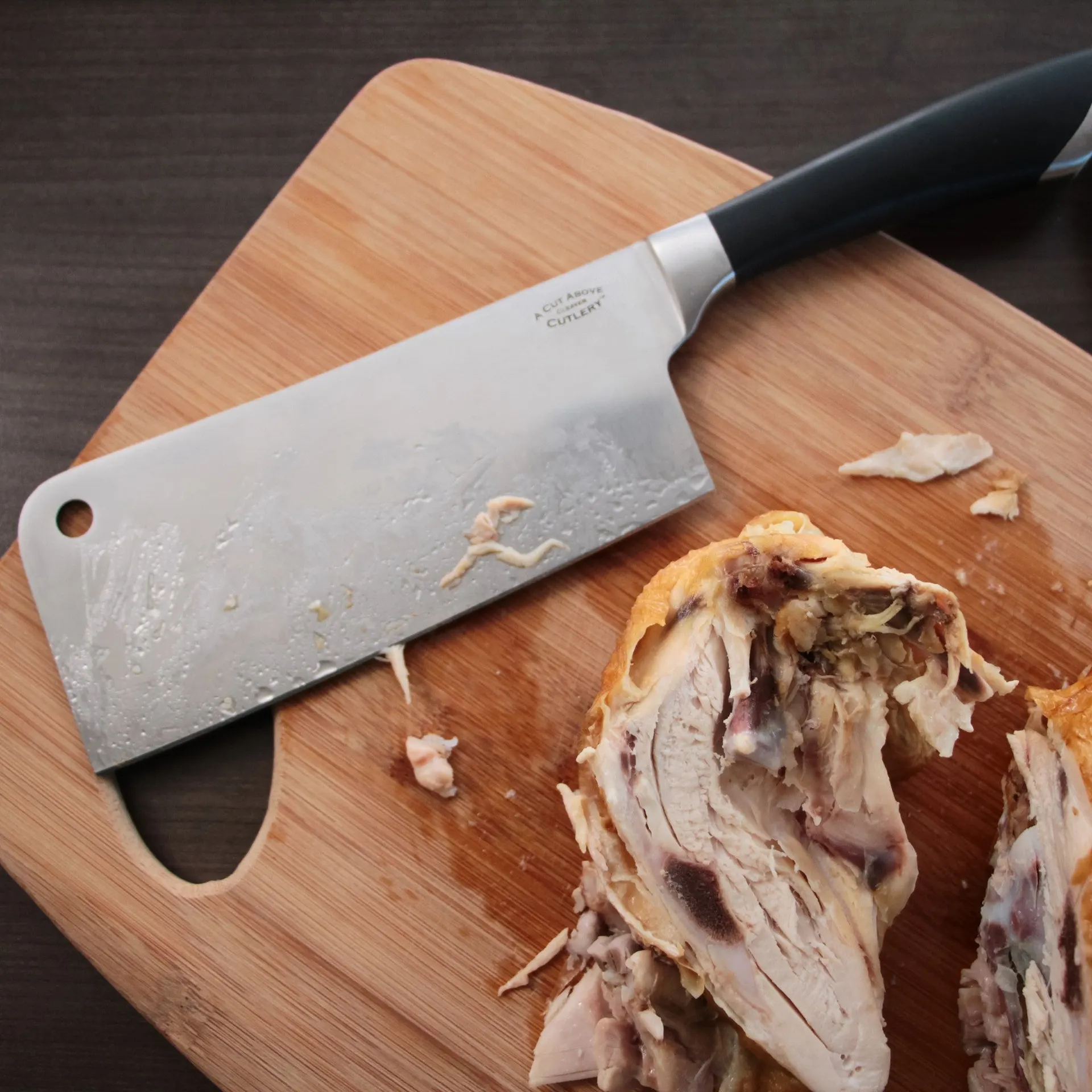 A Cut Above Cutlery Cleaver For Meat And Vegetables Chop, Butcher At Home Like A Professional, Safe and Comfortable Handle Can Not Come Loose, 7 Inch Stainless Steel Blade Keeps Food Tasting Fresh