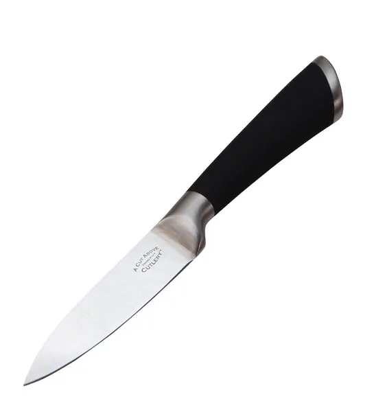 A Cut Above Cutlery Paring Knife. Forged Stainless Steel Construction, Slip Resistant Grip, 3.5 Inch Blade Holds Edge Well So You Sharpen Less Often. Peel, Core, Pare, Fruit and Vegetables, Prep Sushi